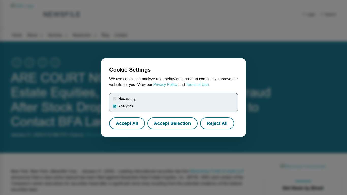 ARE COURT NOTICE: Alexandria Real Estate Equities, Inc. Sued for Securities Fraud After Stock Drops 19%, Investors Notified to Contact BFA Law by January 26 Deadline